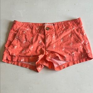 SO Coral Flamingo Print low rise Jean Shorts